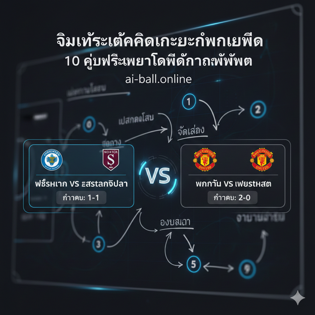 A detailed close-up shot of a tactical coaching board or a high-tech digital interface displaying football formations and player icons. The image features a sleek, professional design with neon accents in blue and white. Hand-drawn tactical arrows and strategic notes are visible, alongside icons representing key matches like Brighton vs Aston Villa or Man Utd vs West Ham. The lighting is focused and moody, emphasizing a professional analytical atmosphere. The composition is clean and organized, with a shallow depth of field focusing on a 'VS' graphic between two team crests, perfectly capturing the essence of expert match prediction and technical analysis for the site ai-ball.online.
